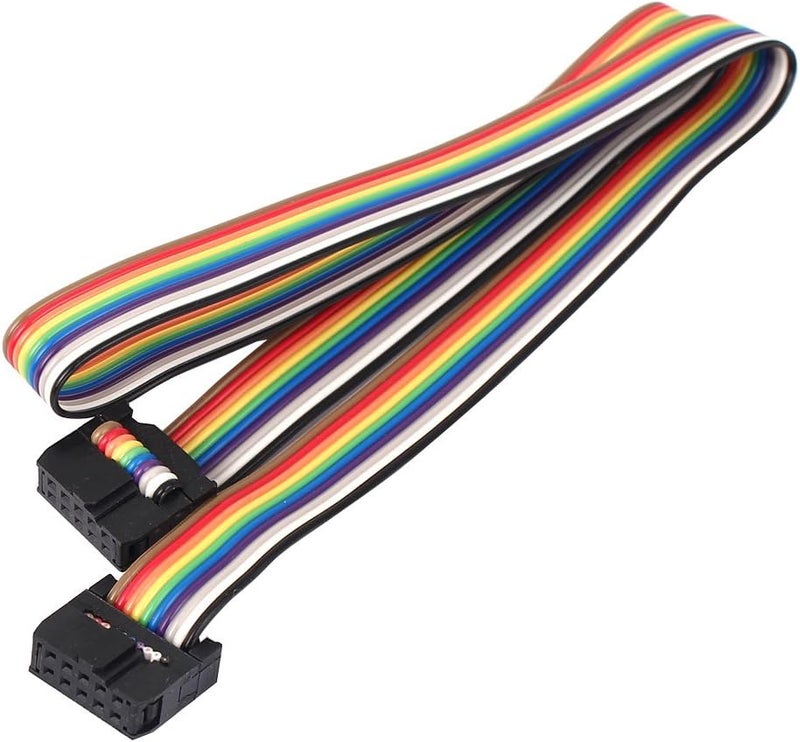 sourcingmap uxcell Connector IDC Flat Rainbow Color Ribbon Cable, F/F, 50 cm, 10 Pin, 10 Way for DIY, 2 Pieces - Image 3